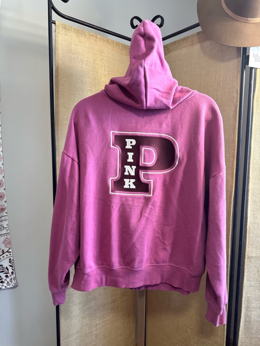 PINK Victoria Secret Zip-Up Hoodie in Bright Pink - Picture 4 of 7